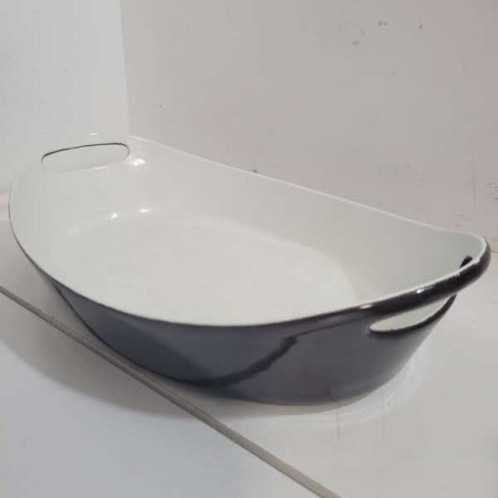 Vtg Copco Denmark Michael Lax Brown Enamel Cast Iron Au Gratin Casserole Dish MC